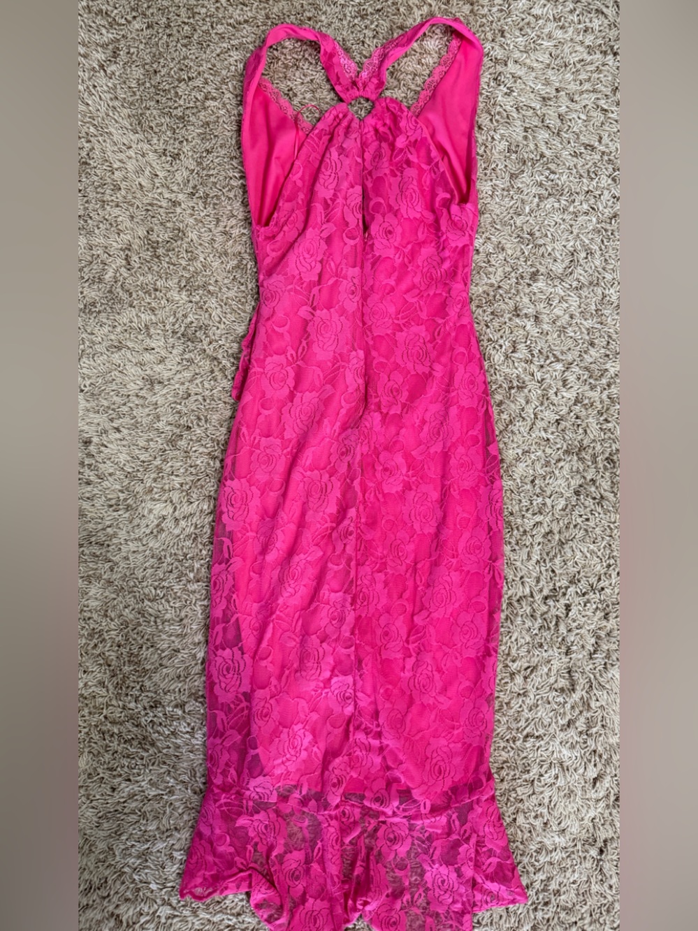 Fashion Nova Hot Pink Lace Maxi Dress - Picture 2 of 6
